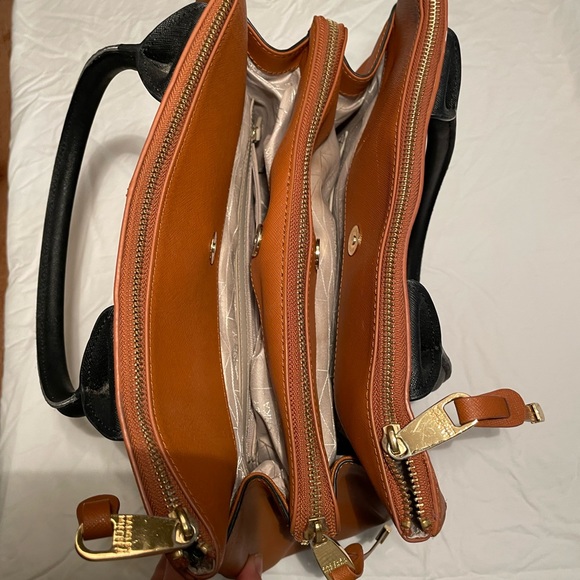 Badgley Mishka Two-Tone Leather Satchel Handbag - Picture 2 of 12